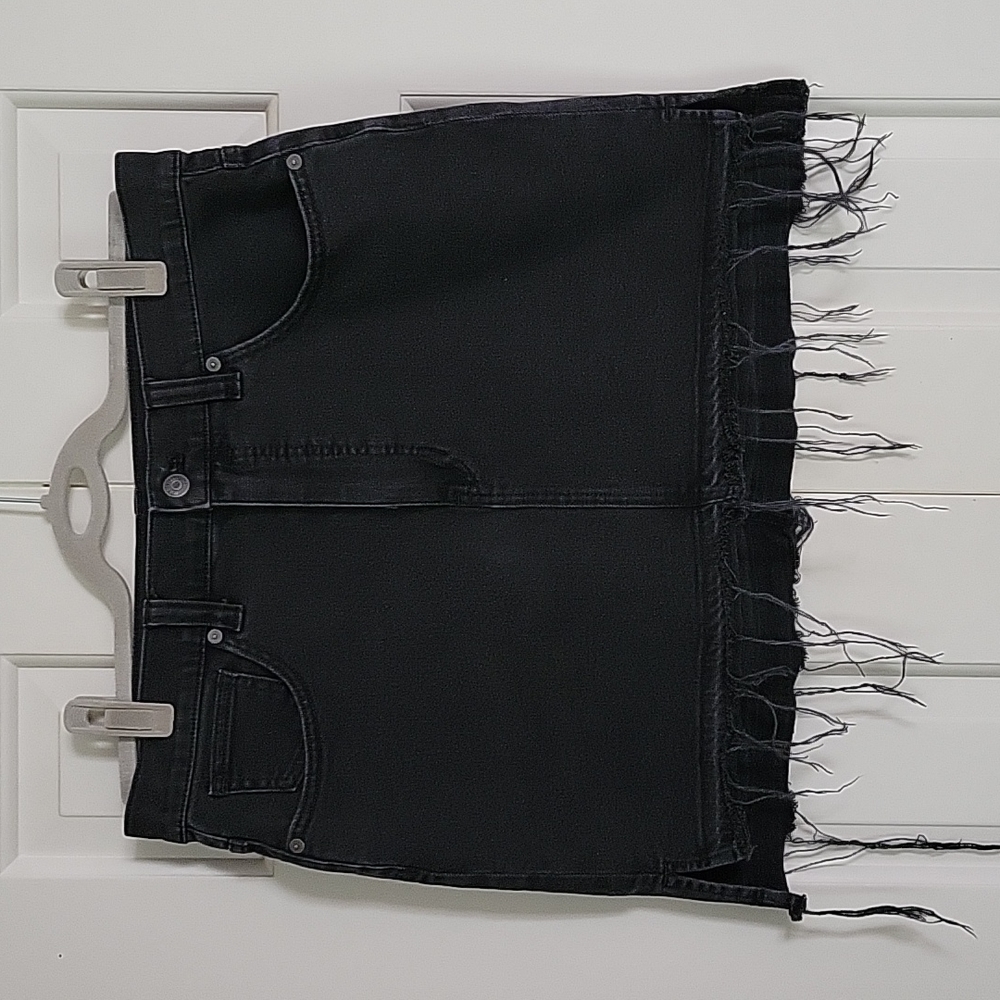 Madewell Womensblack denim raw step-hem mini skirt sz 32 waist (see descripti…